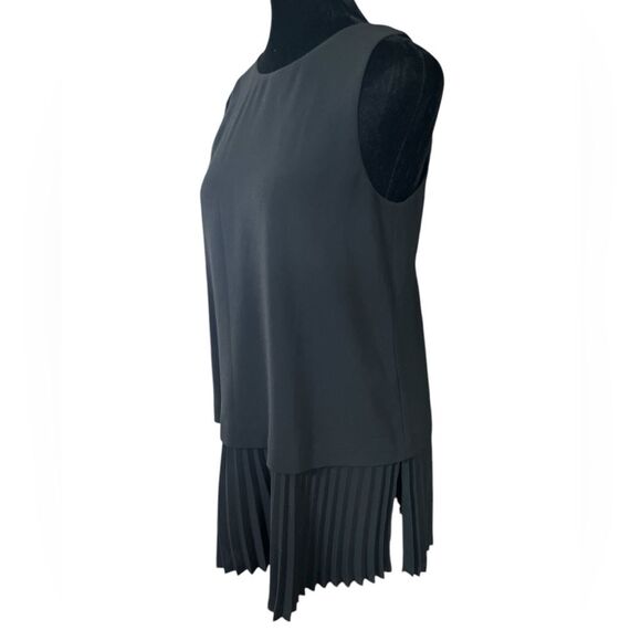 Theory Tunic Size Small Black Sleeveless Pleated Hem Top Quiet Luxury - Picture 4 of 10